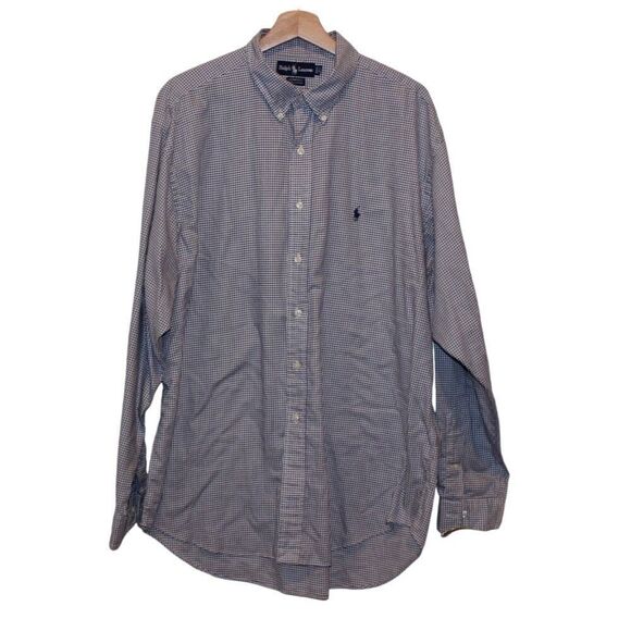 Ralph Lauren Black White Check 100% Cotton Blend Button-Up Shirts Men Size 17.5 - Picture 1 of 11